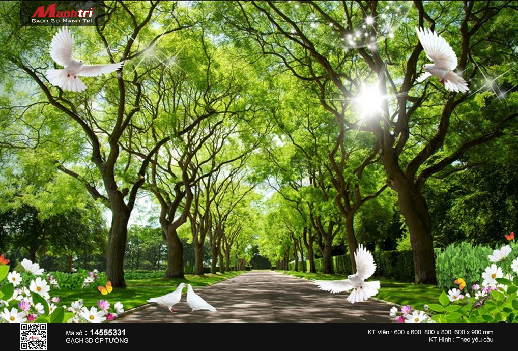 Chim bồ câu bên hàng cây xanh