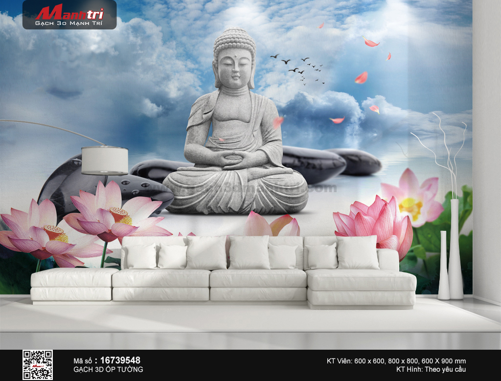 Phật tọa thiền bên hoa sen
