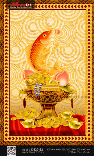 Cá chép bên tiền vàng và đào tiên