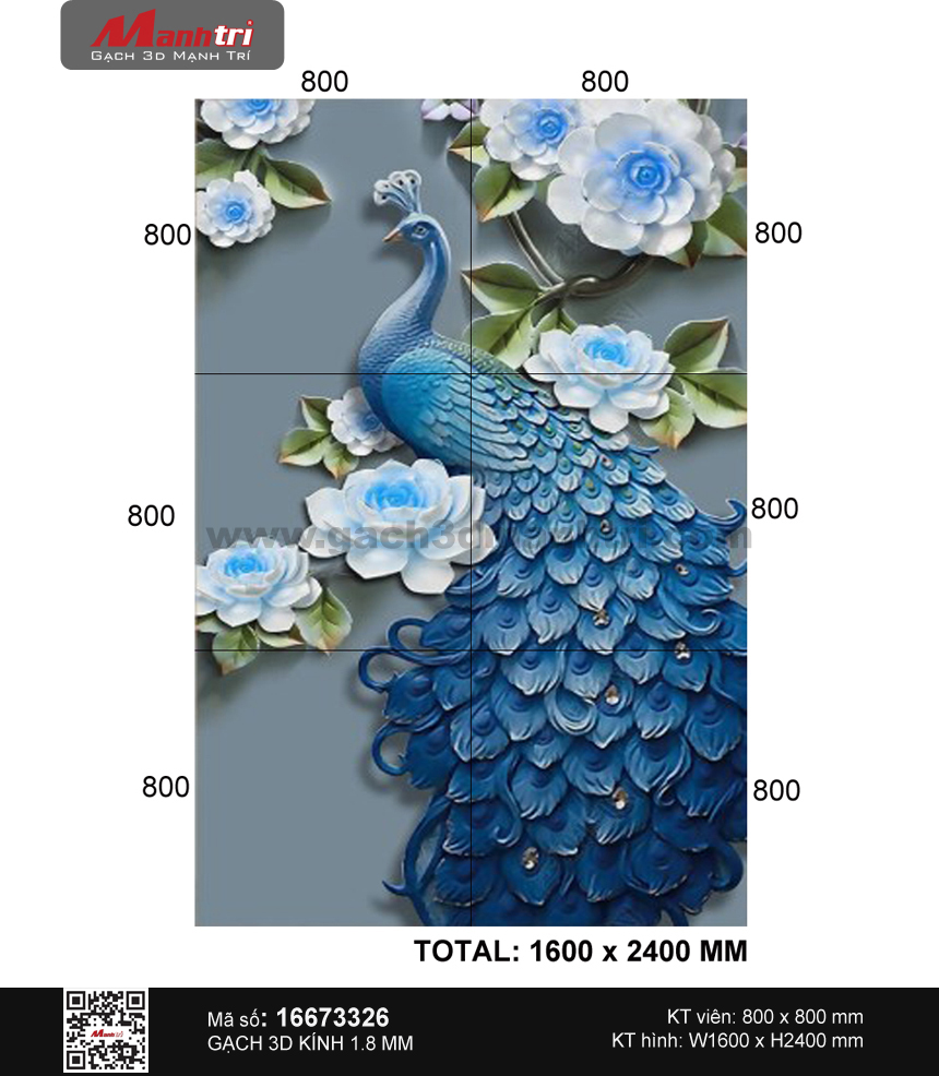 Gạch 3D chim Công