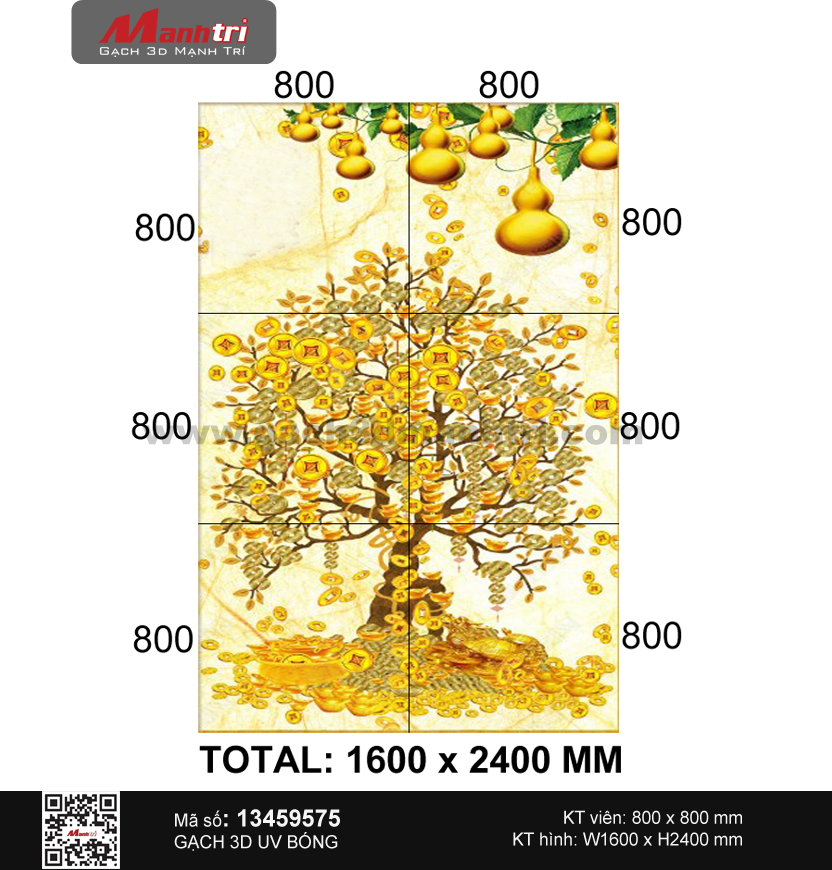 Gạch 3D cây Kim Tiền